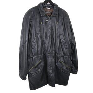 DANIER Vintage Leather Olefin Oversized Filled Men's Jacket 80s Black
